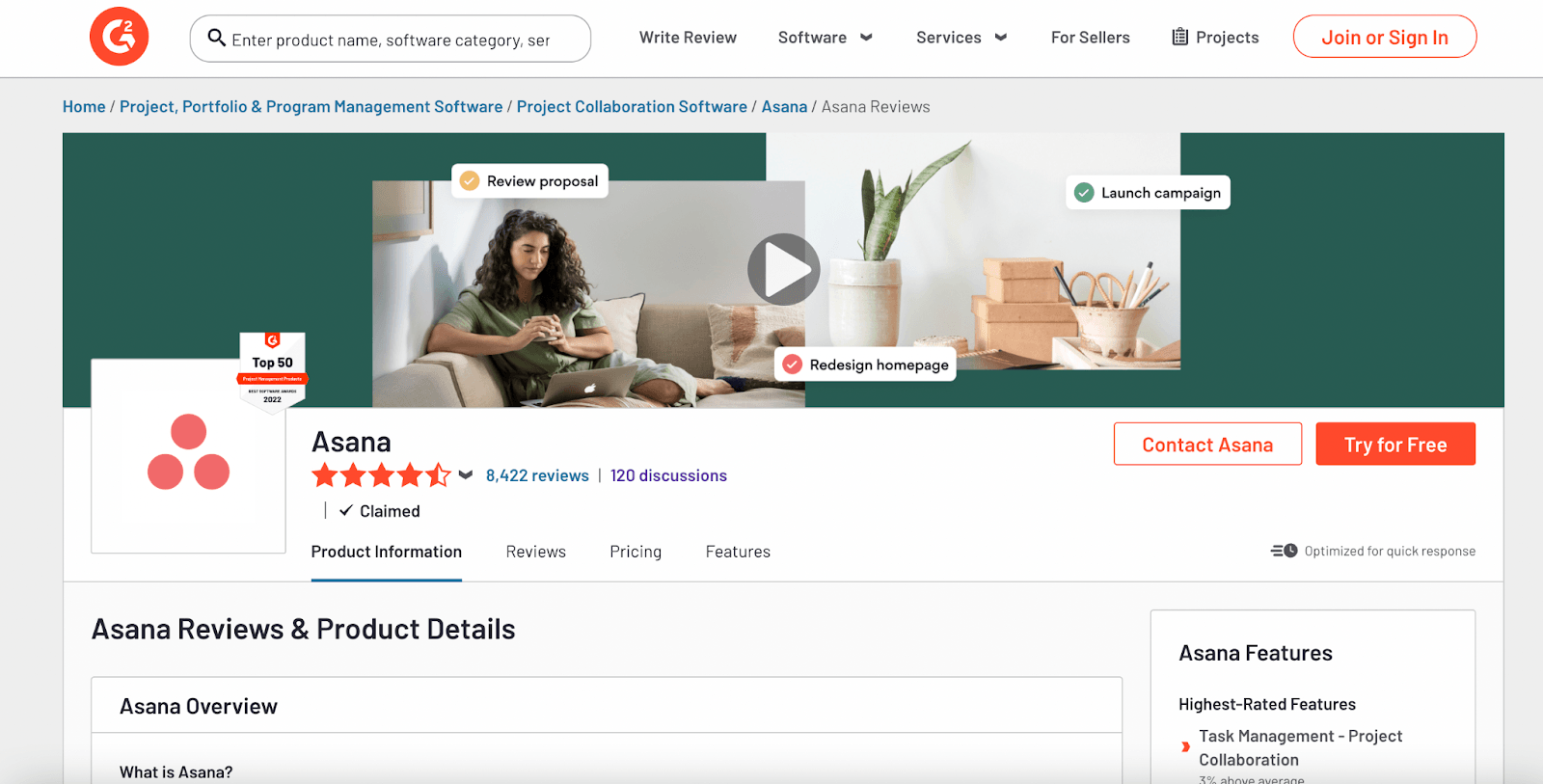 Review summary for Asana. Reviews and Product details.