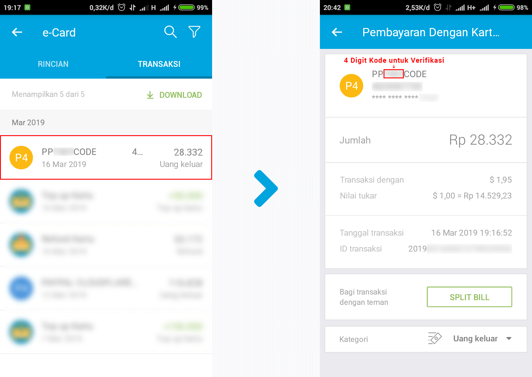Mendapatkan 4 digit kode untuk verifikasi