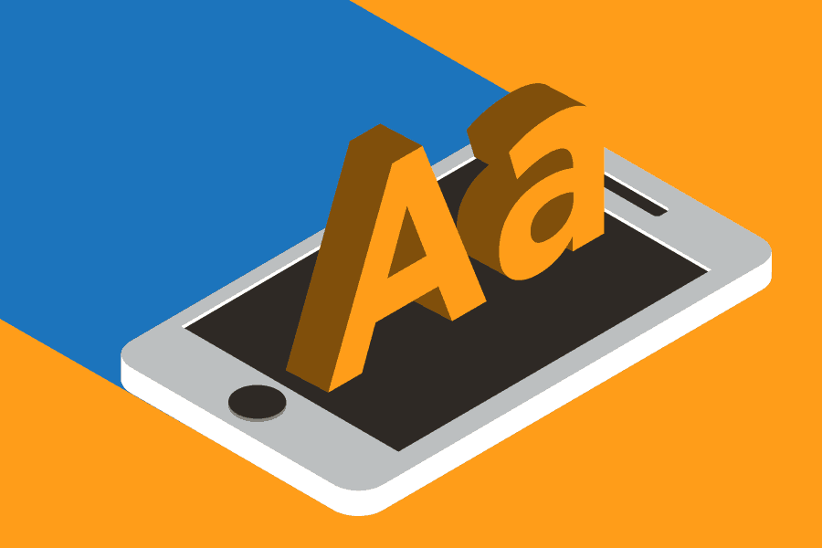3-dimensional letter forms emerge from a phone screen.