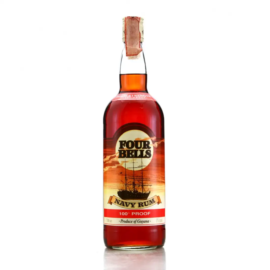 Image of the front of the bottle of the rum Four Bells Navy Rum