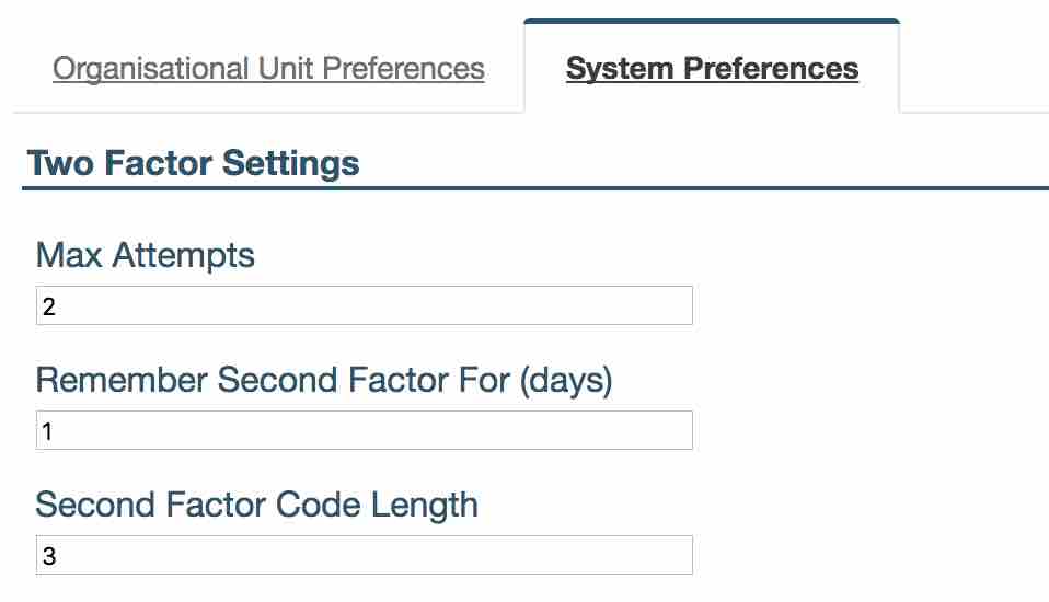 two factor settings