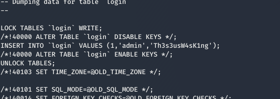 mysql dump data