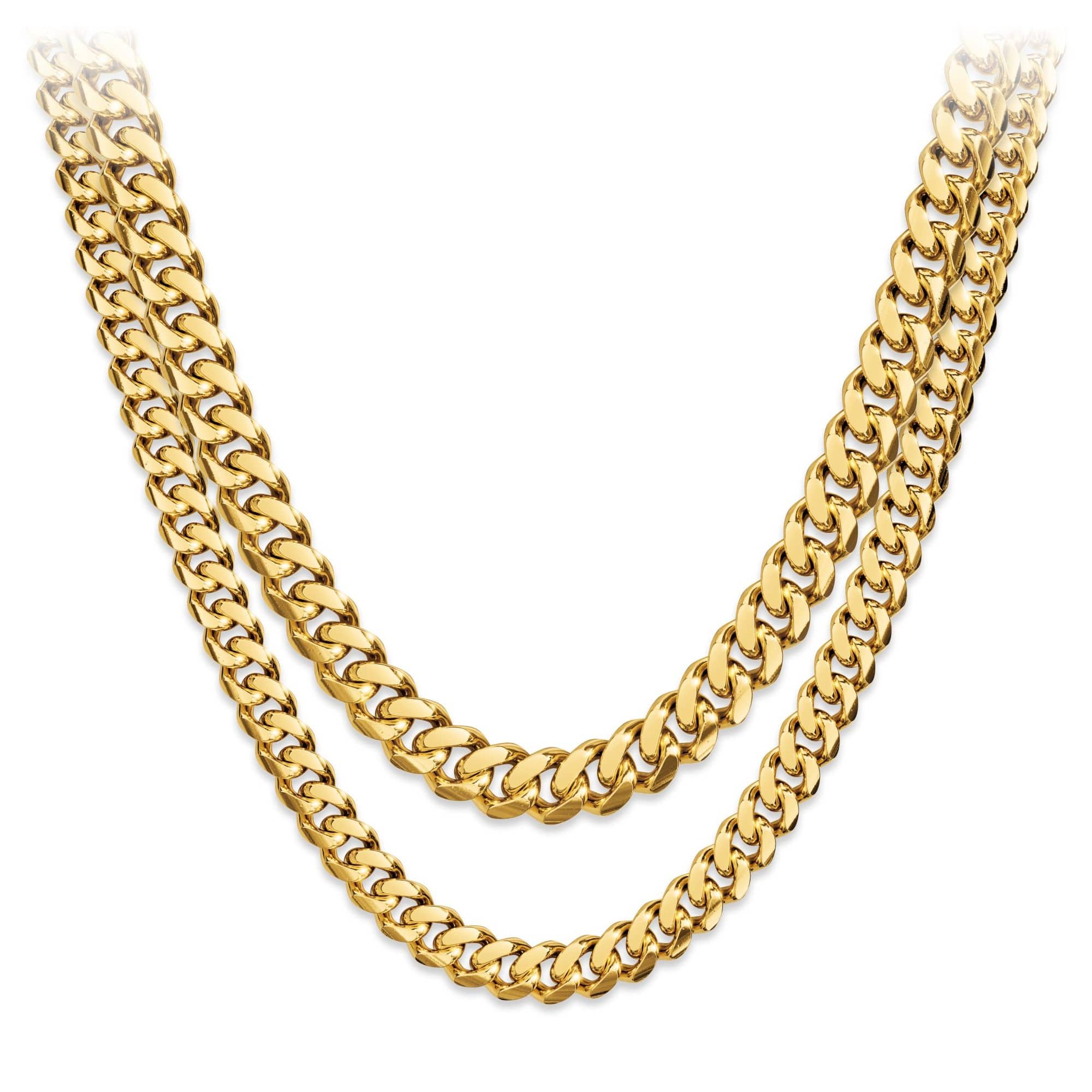 Cuban Stacked Chains - 7mm and 5mm Gold Chain Set