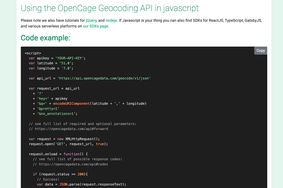 App screenshot for OpenCage Geocoding API 2