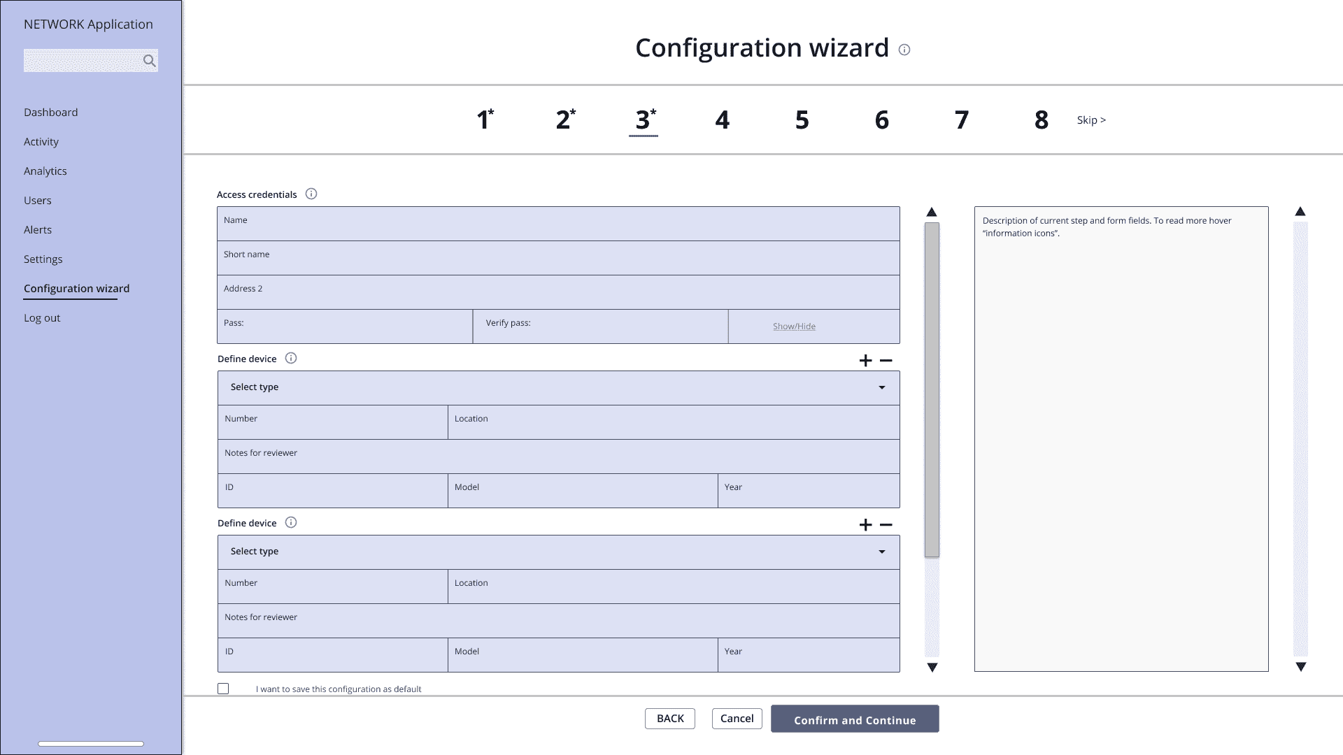 Original design of a wizard dashboard