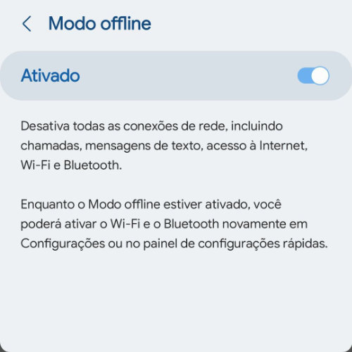 Ativar o modo offline no smarthphone