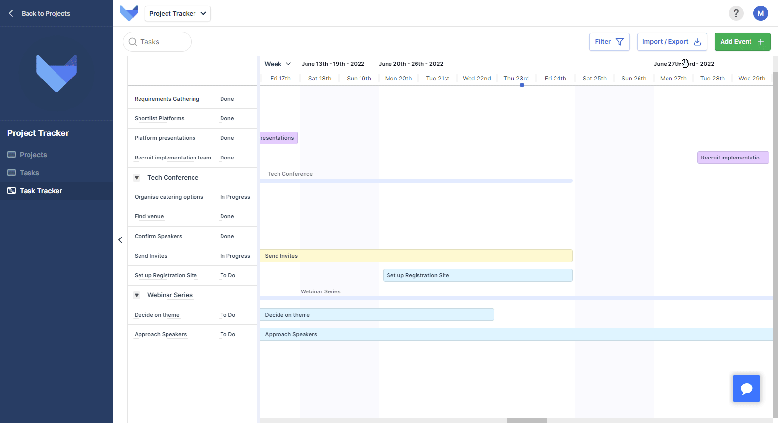 Adding a new Gantt Event