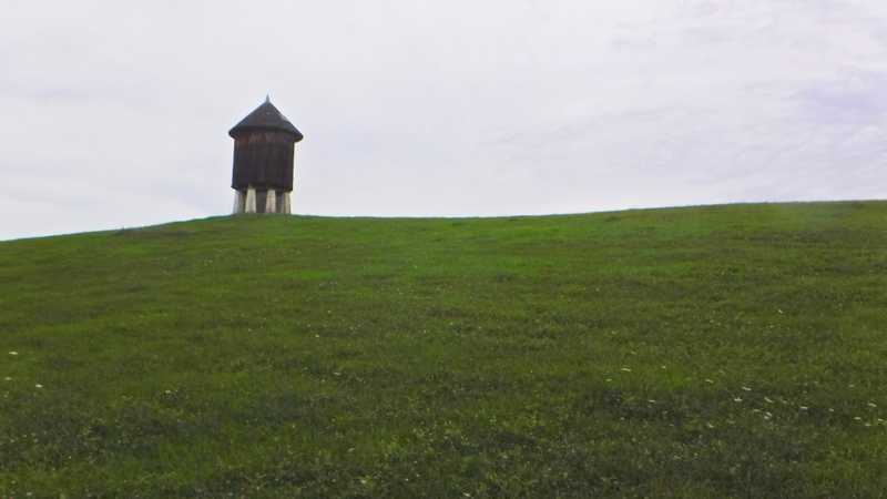 Water tower on a hill