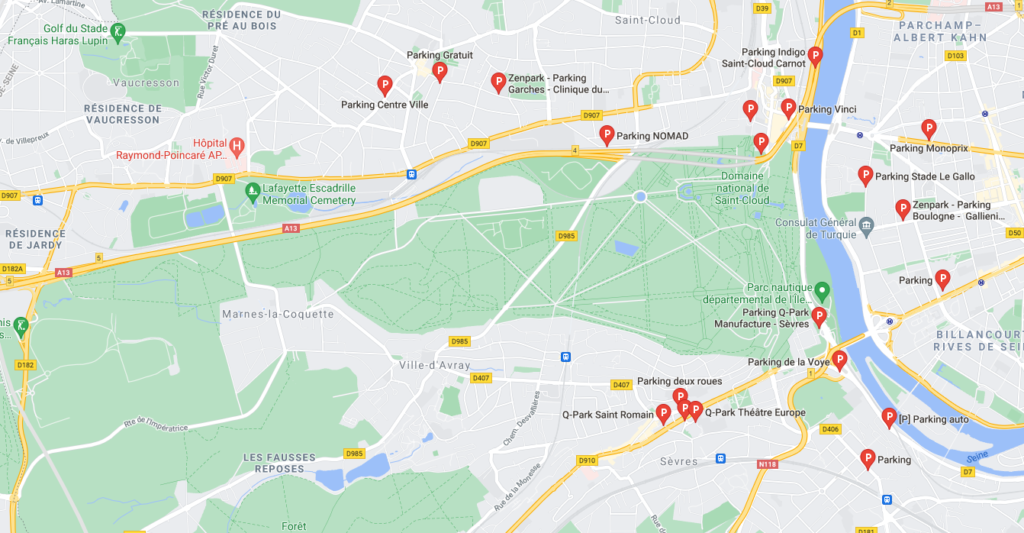 carte gmap saint cloud et parkings