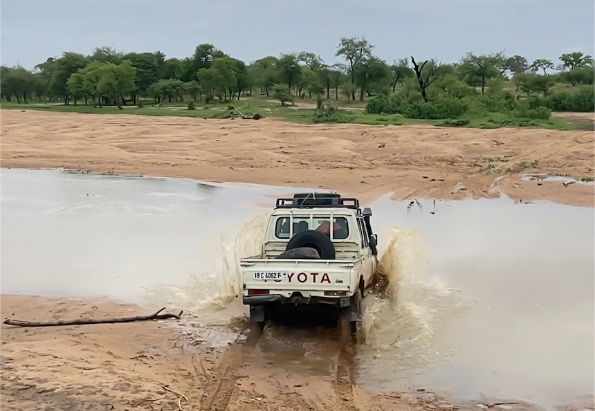 A Concern vehicle crossing a river in Chad