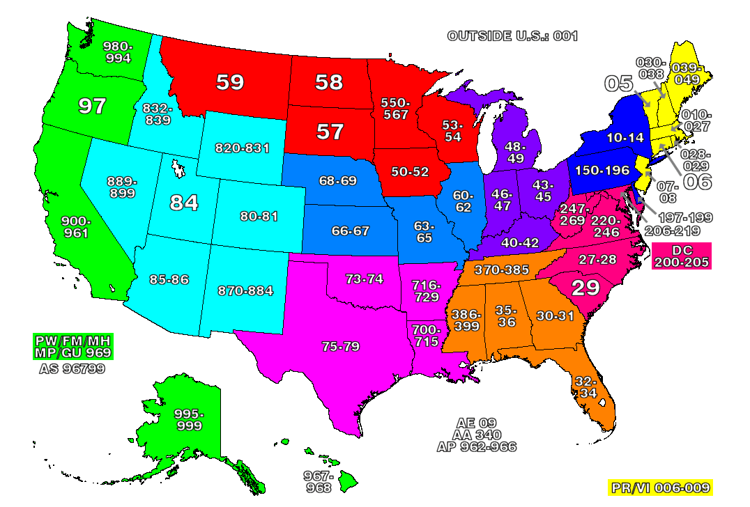 USPS ZIP Code Numbering System Explained r/MapPorn