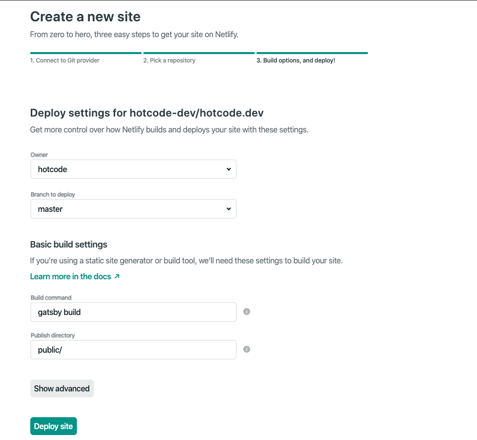Setup netlify
