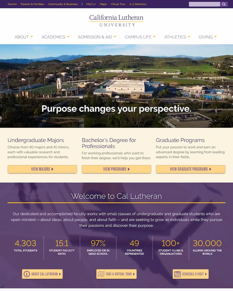 Cal Lutheran Homepage in Desktop size