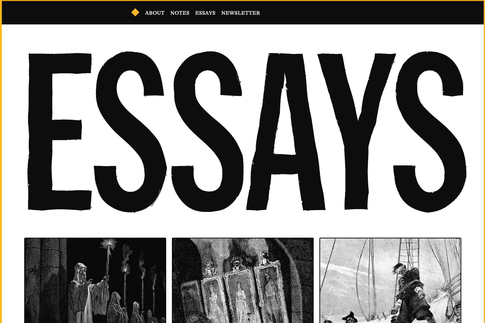 A screenshot of the Essays page
