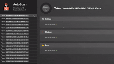 GIF above shows CertiK Smart Contract automatic scanning verification platform AutoScan (For safety purpose, all contract names appeared above are replaced by random characters