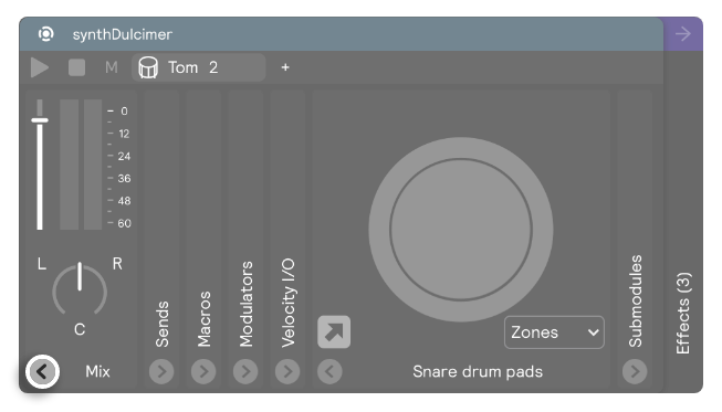 A screenshot of a Drum Pad controller with most of its panels collapsed