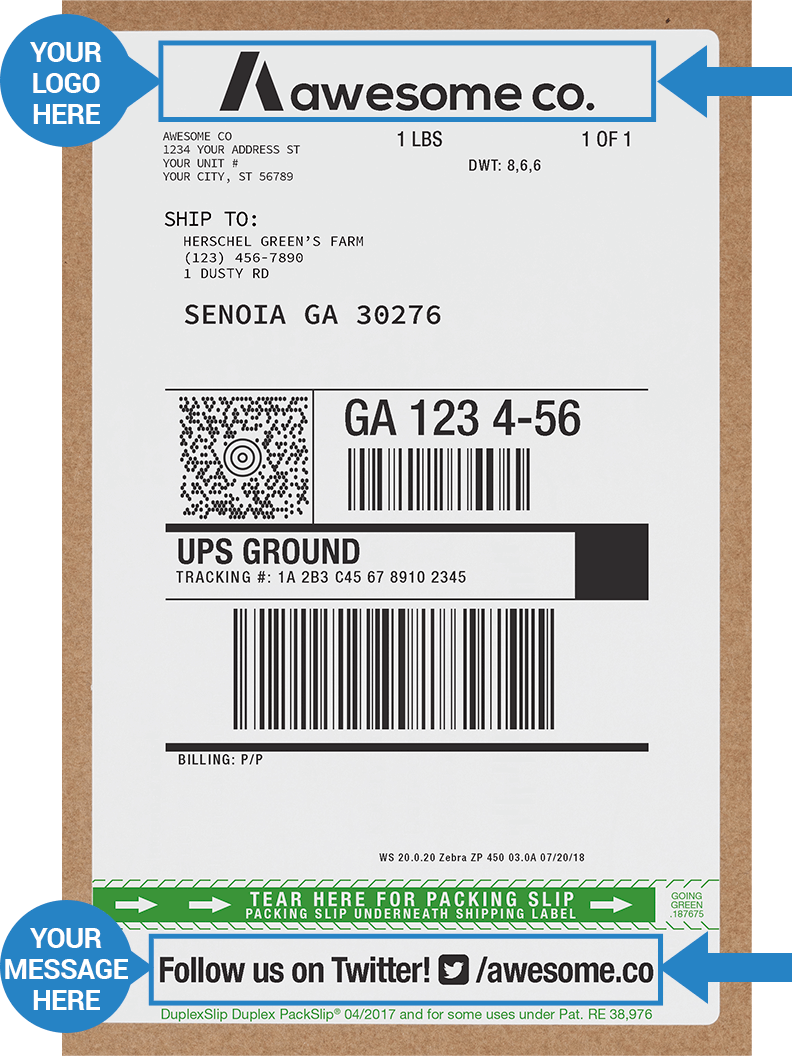 Custom shipping label example