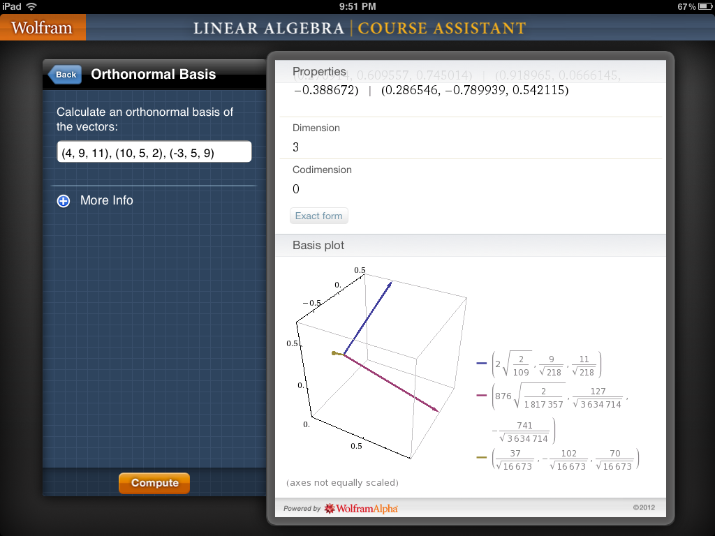 Wolfram alpha linear algebra