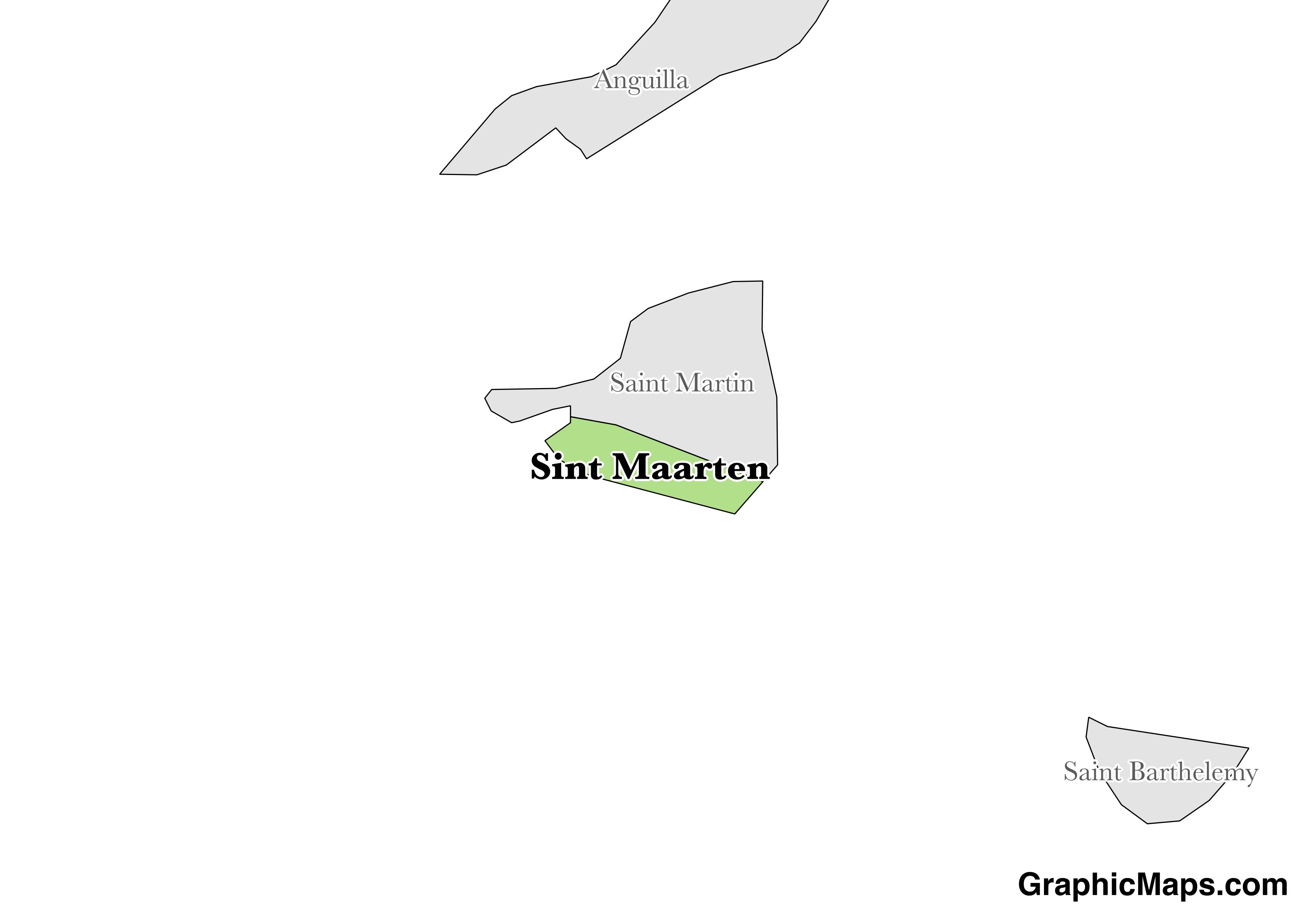 Map showing the location of Sint Maarten