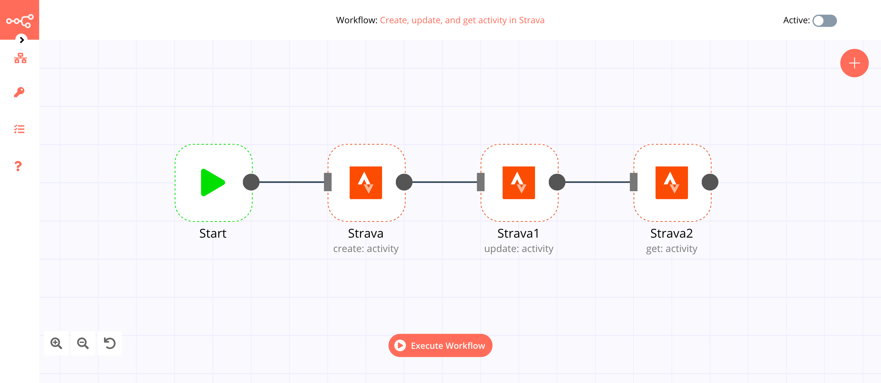 A workflow with the Strava node