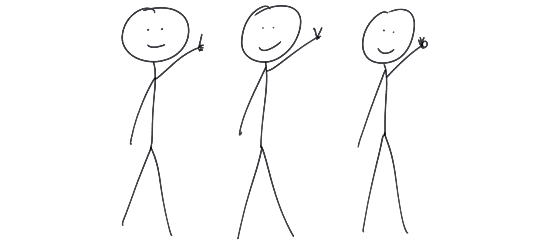 Stick figures counting 1, 2, 3.