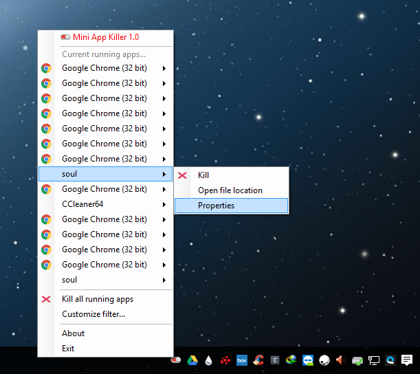 List of processes once filtered by the process name
