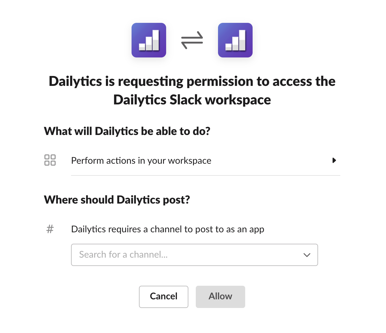 Once in Slack, choose the desired channel
