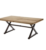 image StyleWell Mi and Match 72 in Rectangular Metal Outdoor Dining Table with Farmhouse Trestle Base and Tile Table