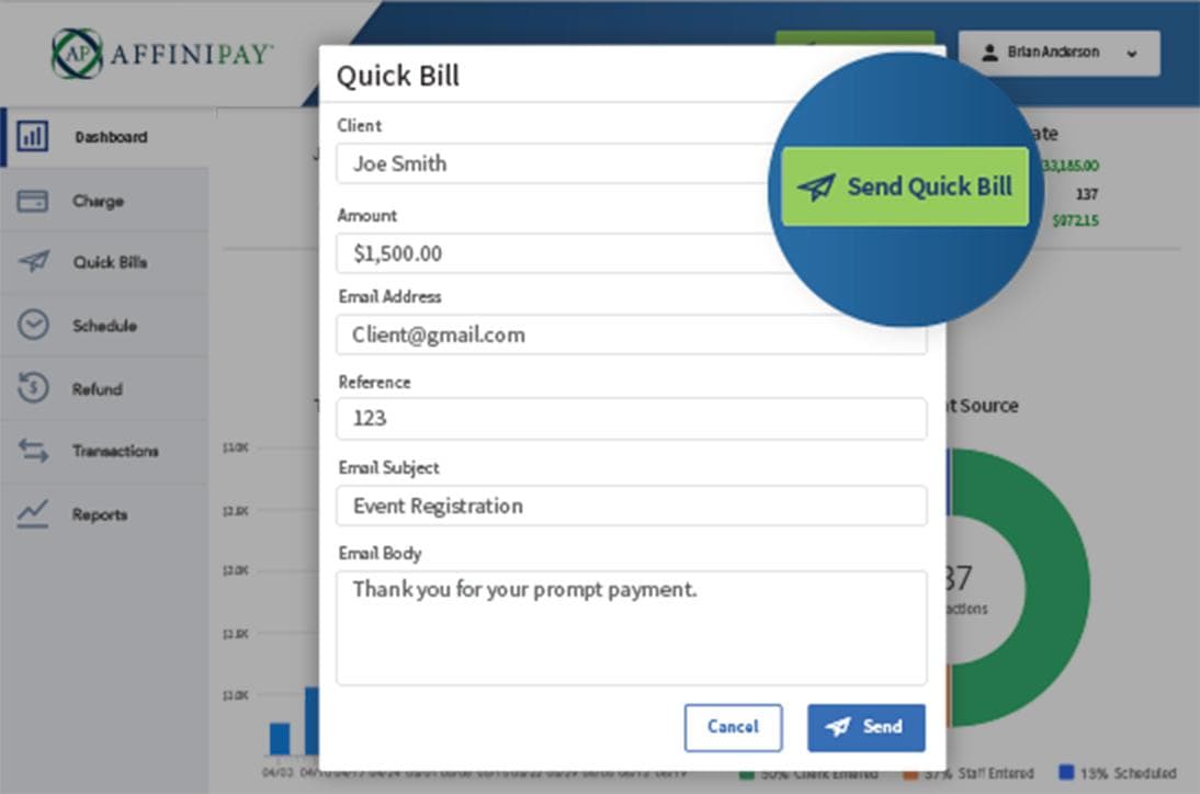 Quick Bill dashboard