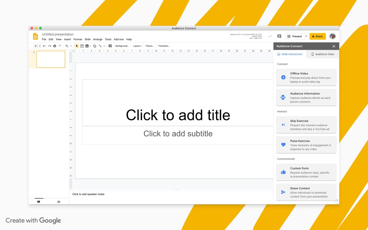 Audience Connect application with the Google Slides Add-on activated