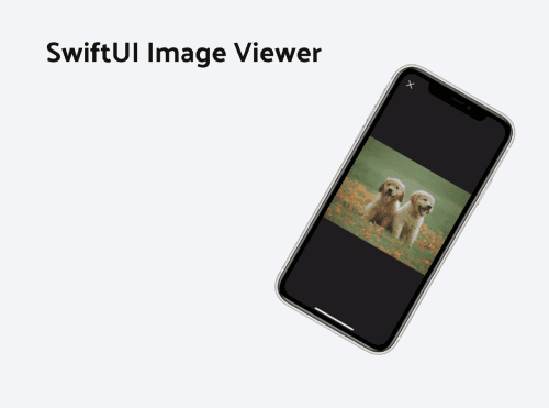 Thumbnail with SwiftUI Image Viewer title and phone showing picture of dogs