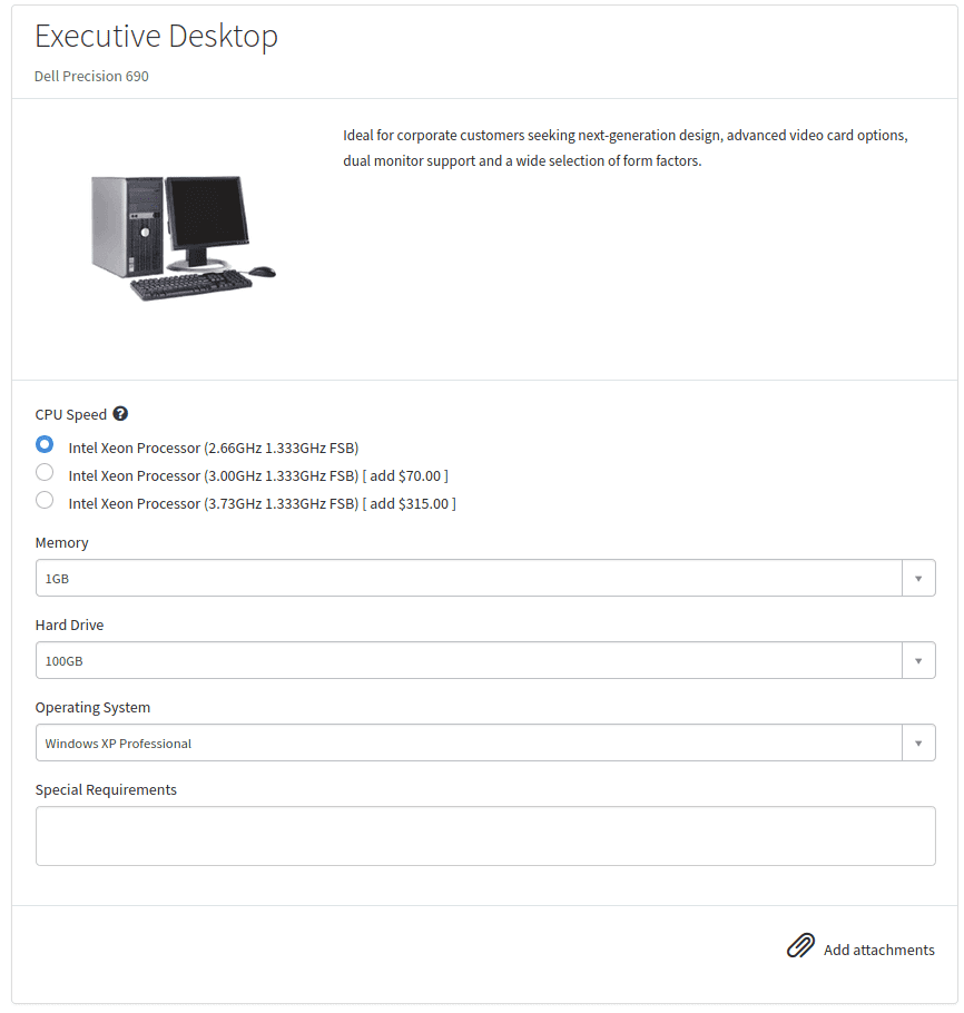 ServiceNow Executive Desktop Catalog Form