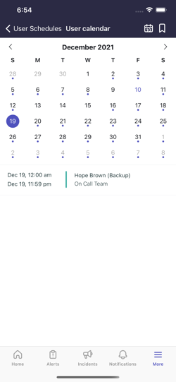 User shift calendar