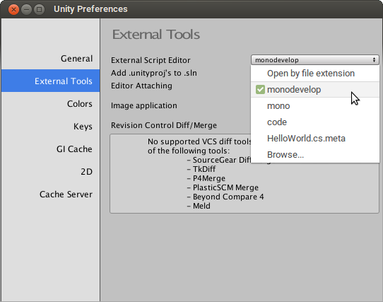 Konfigurasi tools eksternal Unity