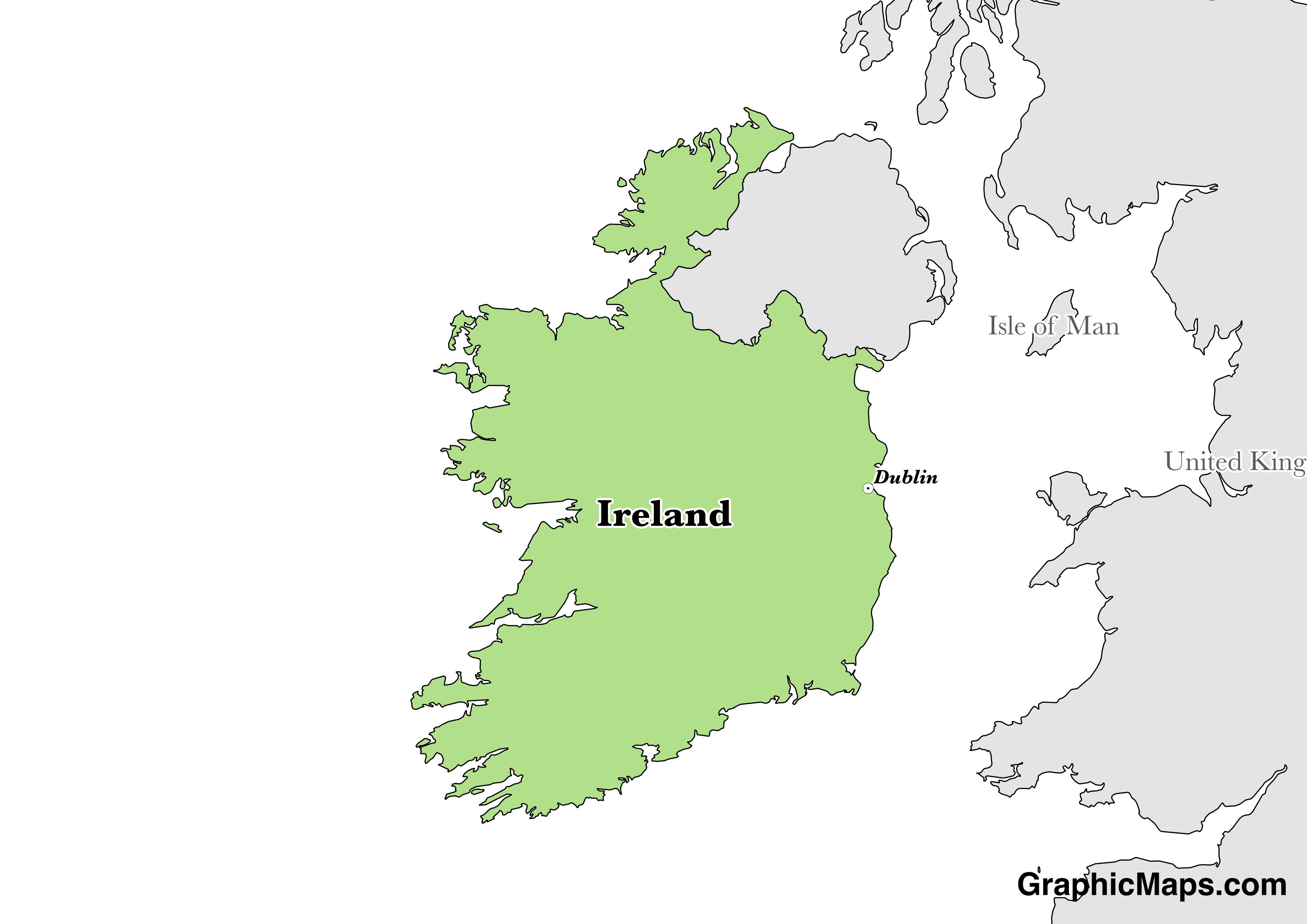Map showing the location of Ireland