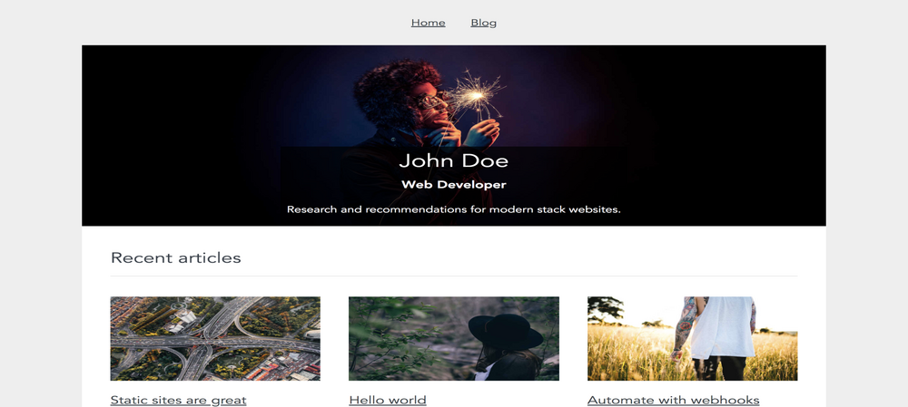 Screenshot of a page created with 