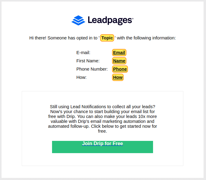 Example of a Lead Acquisition Email template