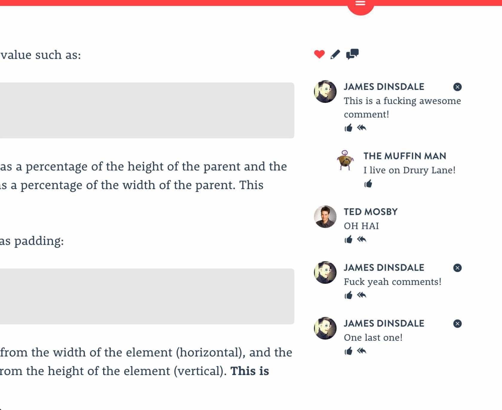 A screenshot of the commenting service Chatter, which I launched in 2013, appearing on an older version of this blog.