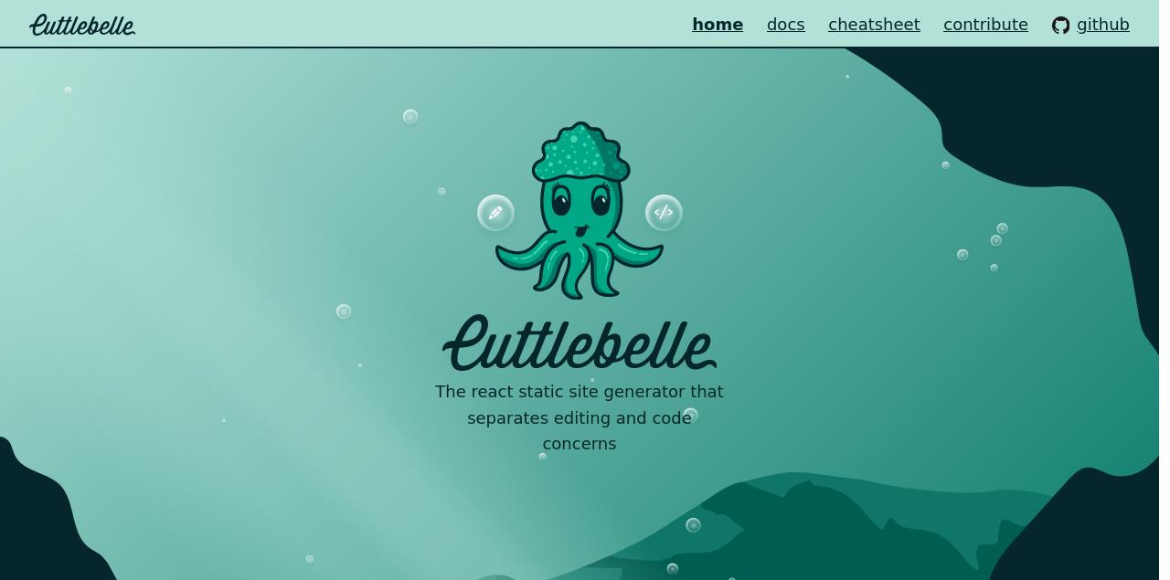 Screenshot of the Cuttlebelle website