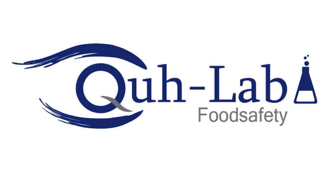Das Logo von Quh-Lab in blau weiß