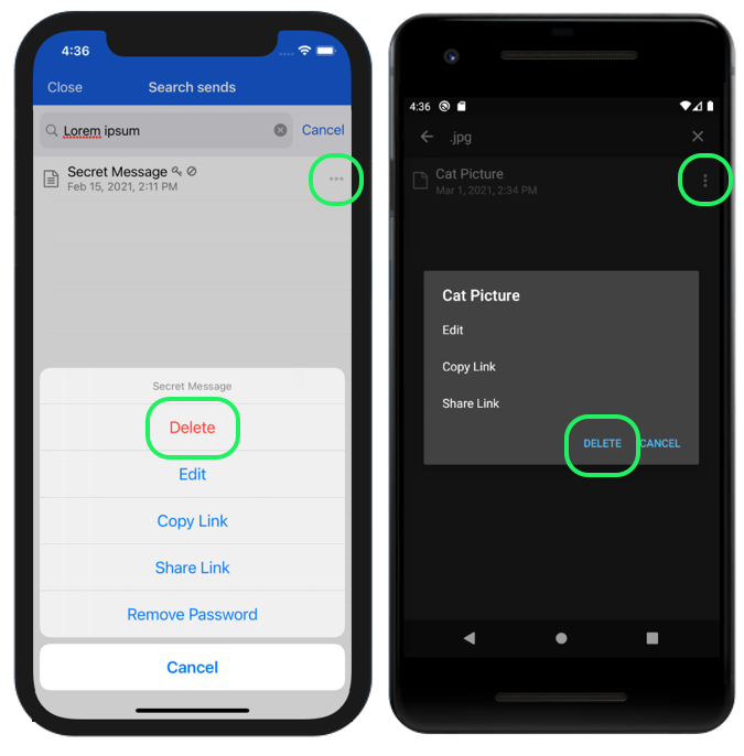 Delete from a Mobile App