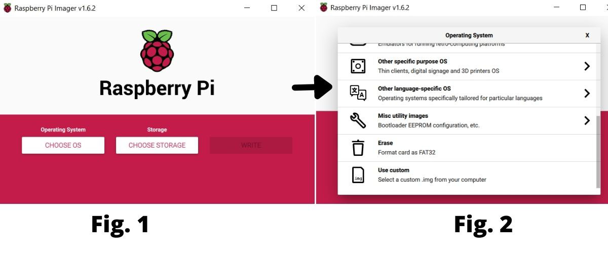 Raspberry Pi Imager options