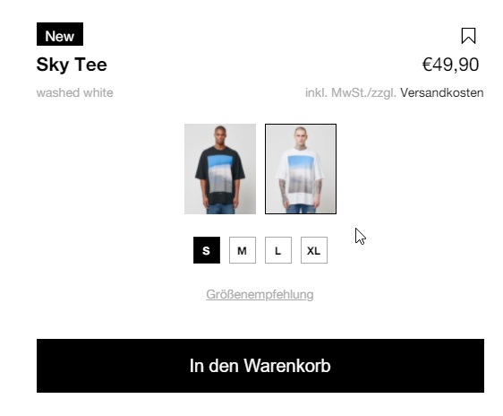 Neues Feature: Auf Detailseiten können User nicht nur zwischen Größen, sondern auch Farben wechseln. | Latori