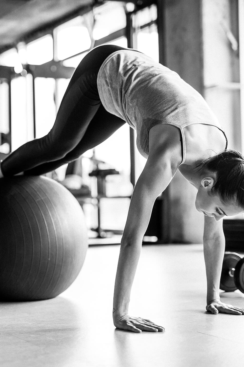 Stability and core strength using a gym ball