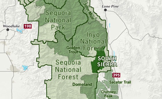 area map of South Sierra Wilderness