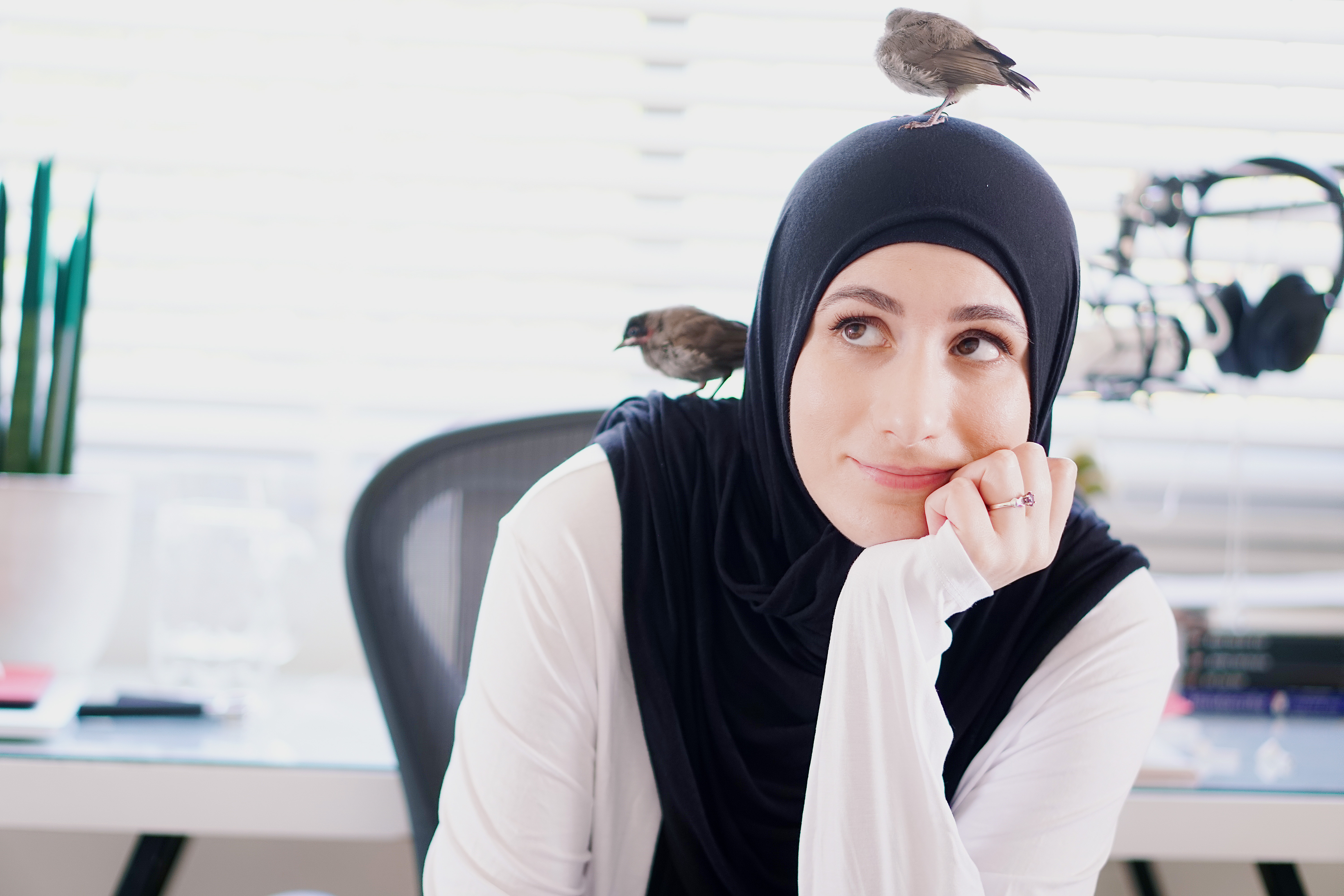 Photo of me with birds all over me