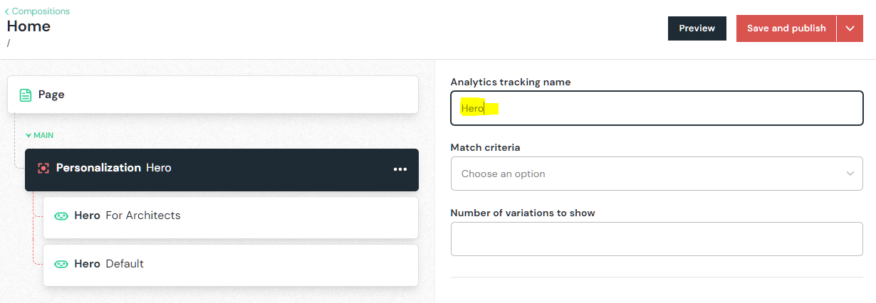 Analytics tracking name