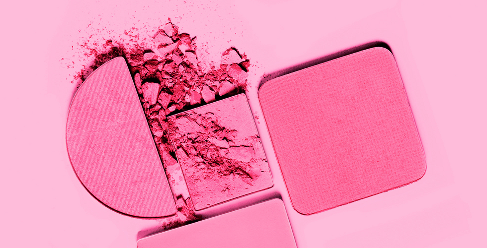 Pink powder cosmetics.