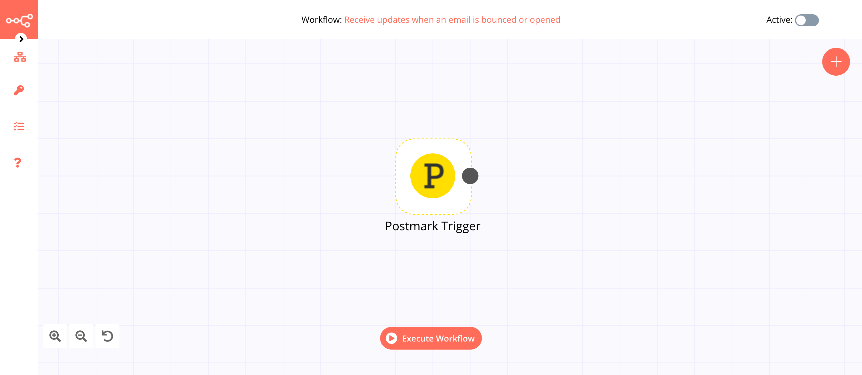 A workflow with the Postmark Trigger node