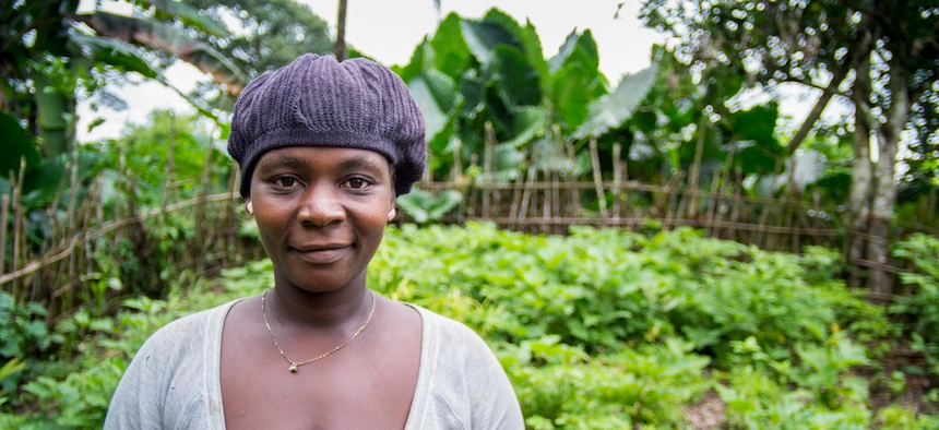 A Liberian farmer in her kitchen garden